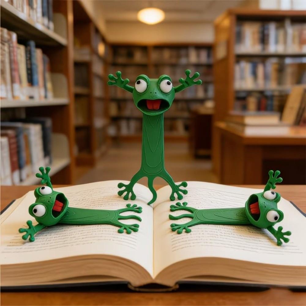 Creative Cartoon 3D Frog Bookmark Novelty Unique Funny Bookmark Waterproof Stereo Bookmark Gifts