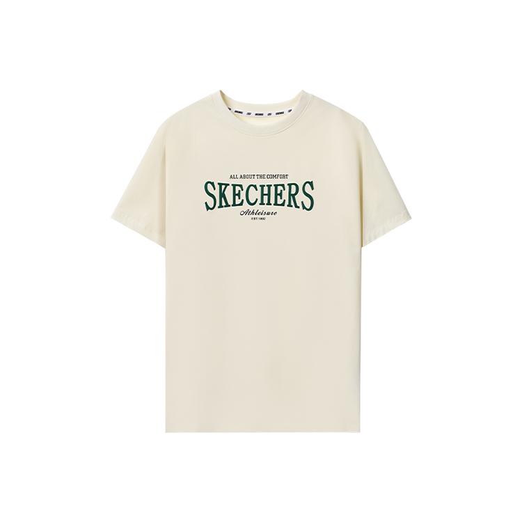 Skechers Sports League Series Pullover Round Neck Fashion Versatile Short Sleeve T-Shirt Unisex Tops White L224U182-0074 XS