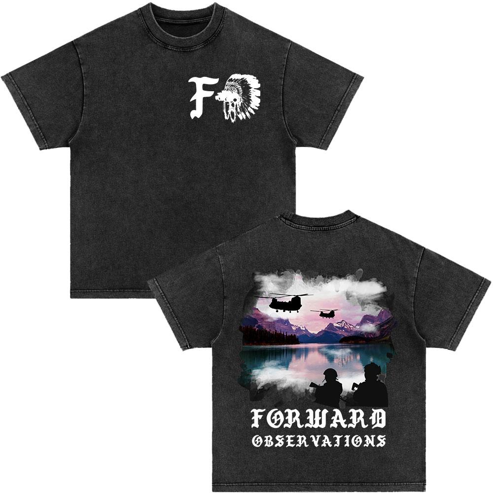 Forward Observations Group Be Seeing You Washed Vintage T-shirt Skeleton Graphic Punk Gothic T-Shirts Men Women Oversized Tshirt