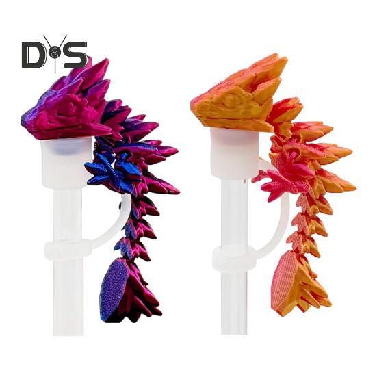 3D Dragon Straw Cover Dust-Proof Protector for 30/40oz Cup Reusable Straw Topper Novelty Cup Accessories