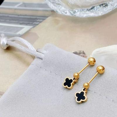 Personalised Niche Four-Leaf Clover Titanium Steel Screw Ear Bone Studs Fashion Simple Versatile Earrings Design Earrings Women's Earrings