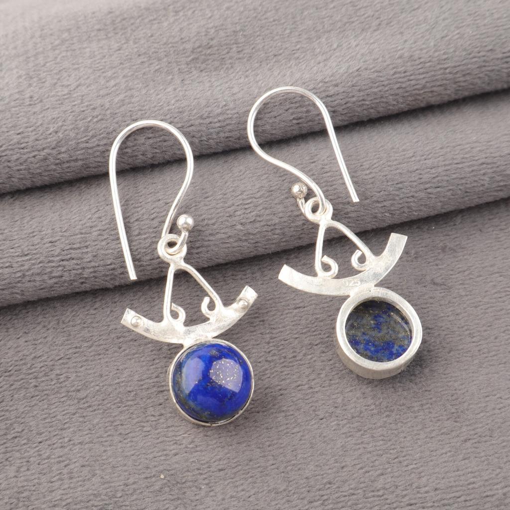 Natural Lapis Lazuli Earrings 925 Stamped Silver Drop/Dangle Gemstone Earrings EE-152-31