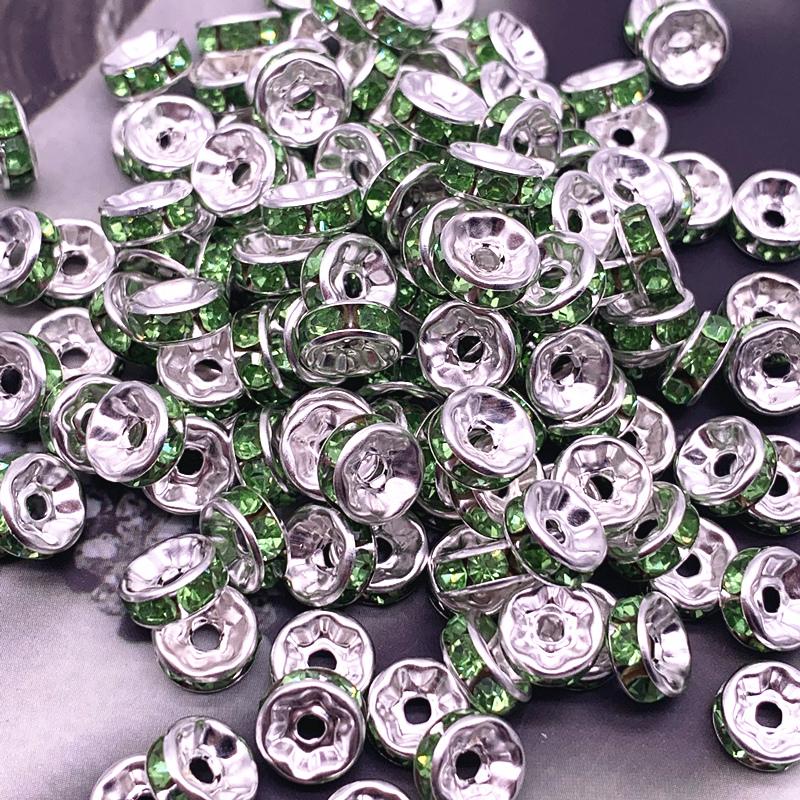 NEW 50pcs 8mm Czech Crystai Rhinestone Glass Round Loose Spacer Beads for Jewelry Making DIY Bracelet Necklace