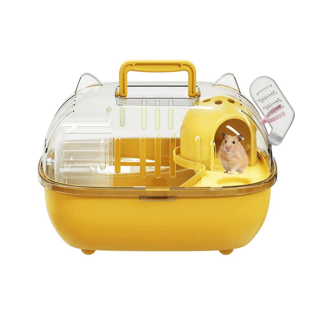 Small Animal Cage Portable Hamster Habitat with Transparent Dome Top and Multi-Level Interior for Small Pets and Rodents