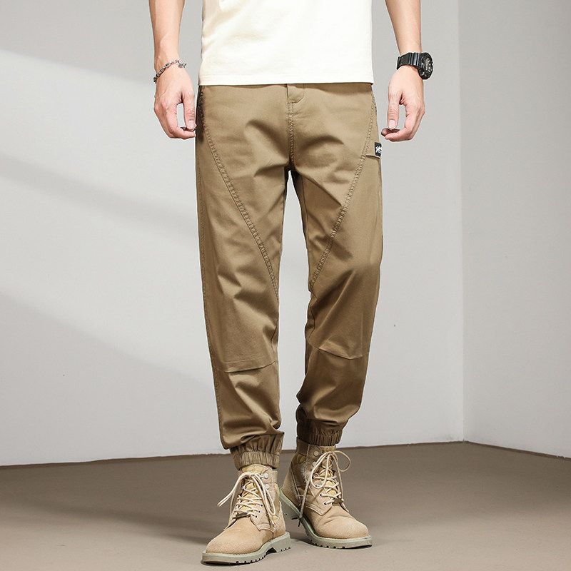 Japanese-Style Trendy Brand Loose-Fitting Workwear Jogger Pants for Men, Summer Straight-Leg Versatile Cuffed Harem Casual Long Pants