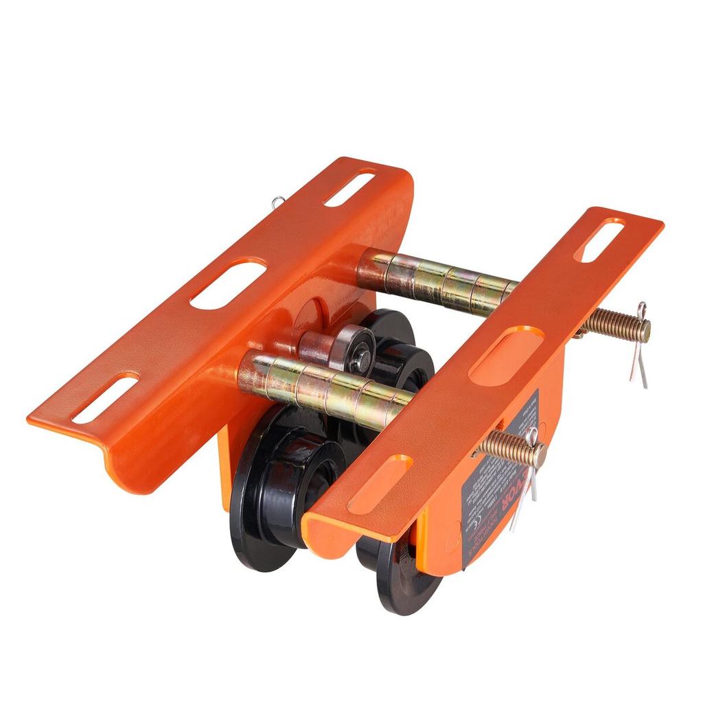 Elektrischer Hebezeug Manueller Laufkatze, 1100 lbs/0,5 Tonnen Tragfähigkeit für PA200 PA250 PA300 PA400 PA500, Schiebebalken-Laufkatze mit Doppelrädern, 2,36"-4,72" Verstellbar