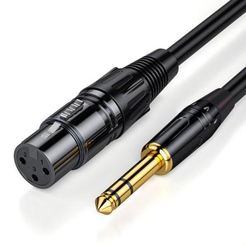 TRS 6.35mm To XLR Female Connector Balanced Connection, Heavy-Duty Stereo Conversion Cable with Gold-Plated Plugs, 1m Black, for Stereo Microphones, S