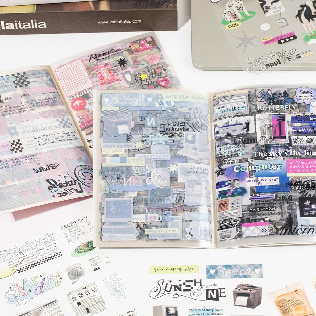 JIAMEI 20sheets Kawaii Ins Creative Font Label Small Pattern PET Die Cut Stickers Book DIY Diary Scrapbook Stationery Stickers