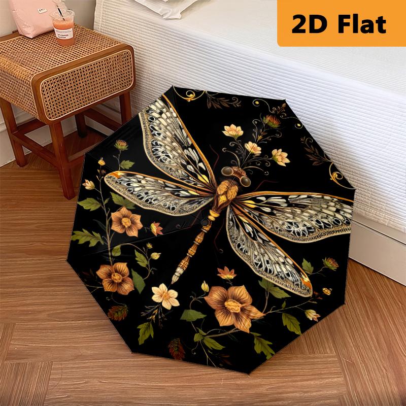 Butterfly Garden Folding Umbrella Durable Travel Gift Three Folds Travel