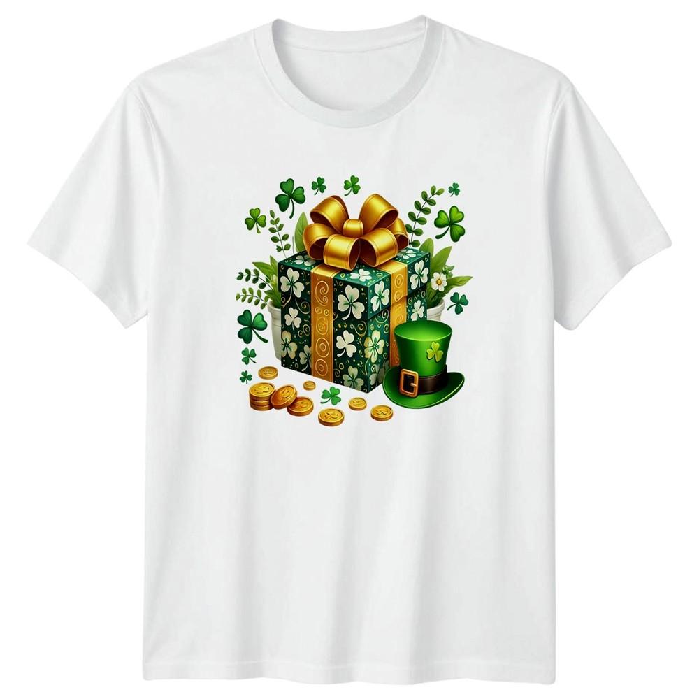 St Patricks Day Lucky Gift Box TShirt Irish Shamrock Holiday S
