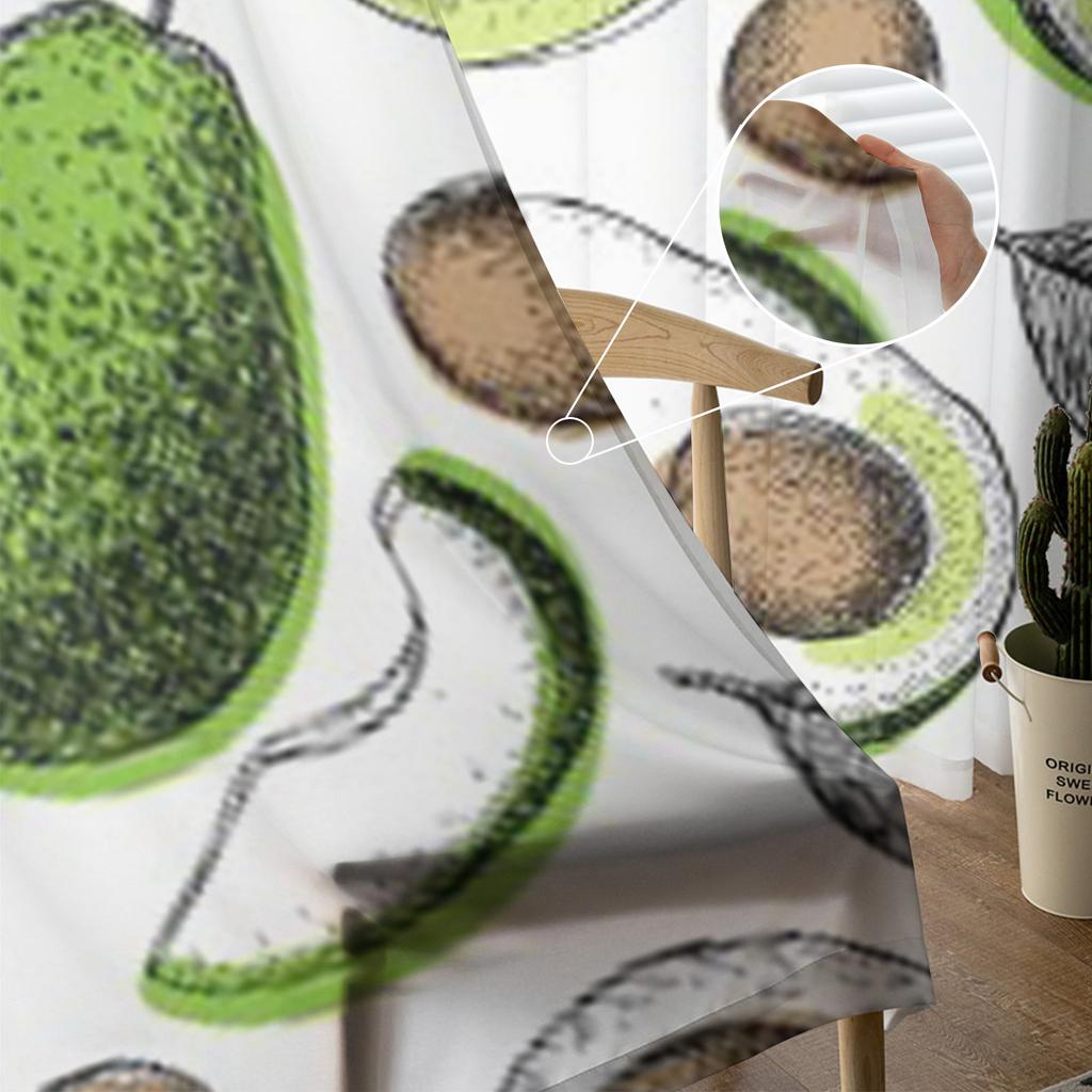 Avocado Transparente Vorhänge für Wohnzimmer Transparente Tüll Fensterdekoration Schlafzimmer Küche Heimdeko Schleier Vorhänge