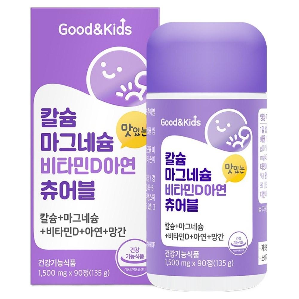 Good & Kids Calcium Magnesium Vitamin D Zinc Chewable 90 Tablets 1 Pcs