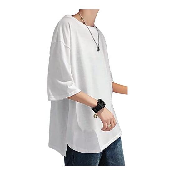 [Hiboss] Men s T-Shirt, Short Sleeve, Long Sleeve, Large Size, 3/4 Sleeve, Plain, Round Cut, Stylish, Loose, Summer Clothes, Men s T-Shirt