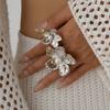 Irregular pearl flower finger ring fashion niche design ring personality exaggerated jewelry women