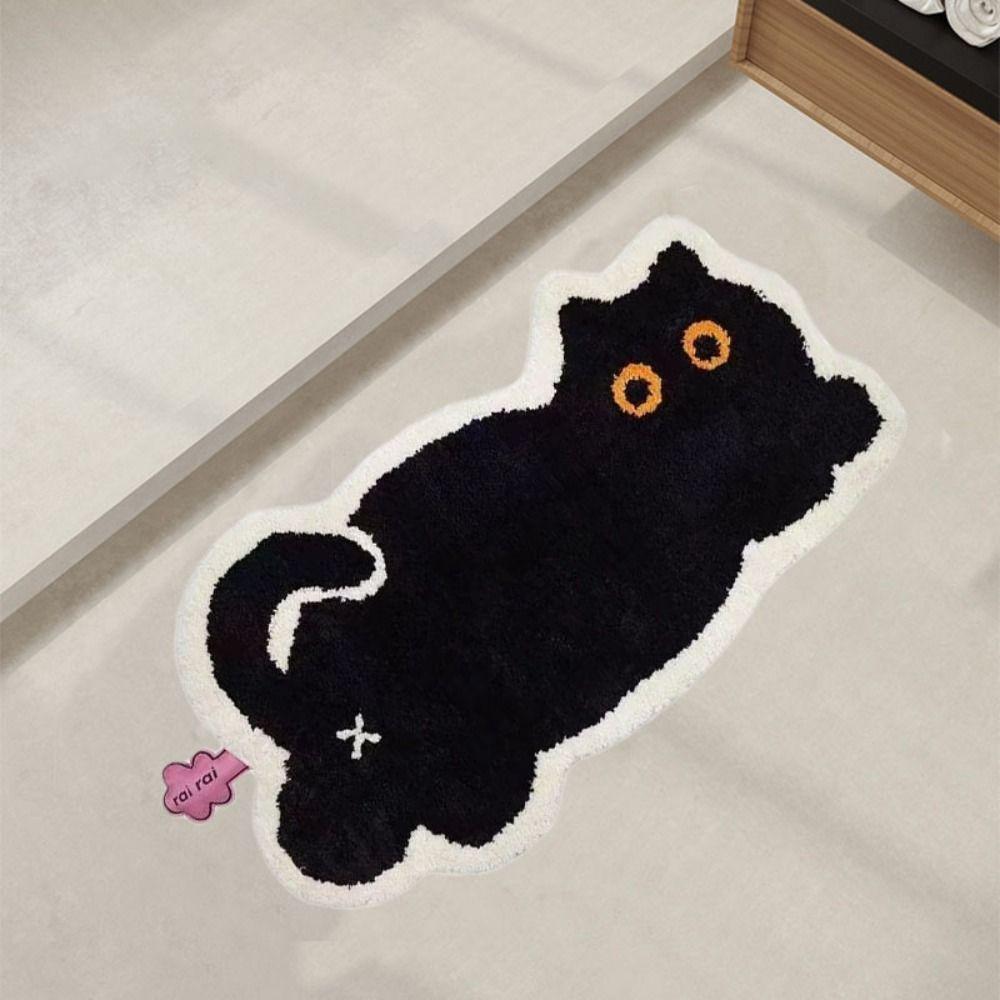 

Non-Slip Cat Shaped Floor Mat Absorbent Floor Rugs Home Decoration Floor Carpet Bedroom чёрный