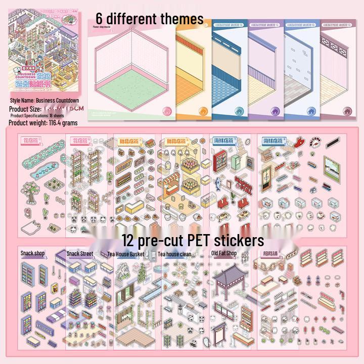 Yuxianpet Miniature Landscape Sticker Book: 3D Stereo House & Journal Toy