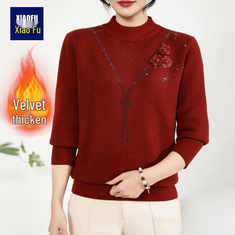 

Xiaofu Women s Fleece-Lined Mock Neck Knit Top XL