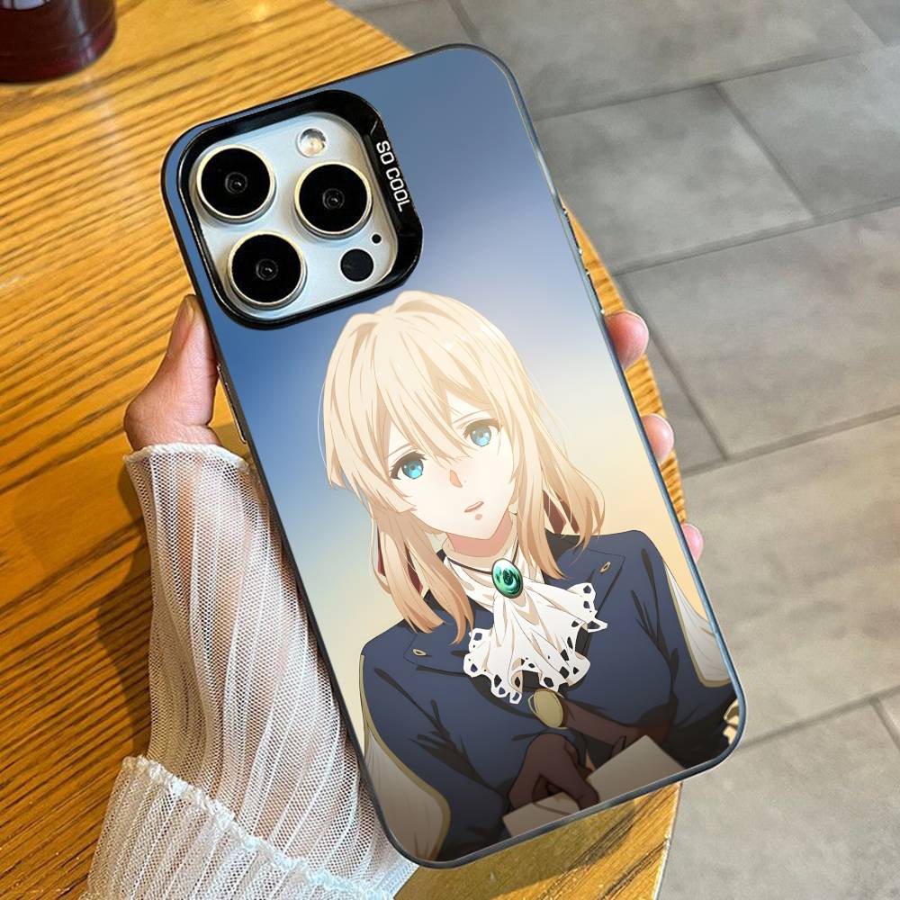

V-Violet Love Аниме V-E Чехол для телефона для iPhone 16 17 15 14 12 13 Pro Max Черный Конфетный Матовый Ударопрочный Чехол iPhoneXSMAX
