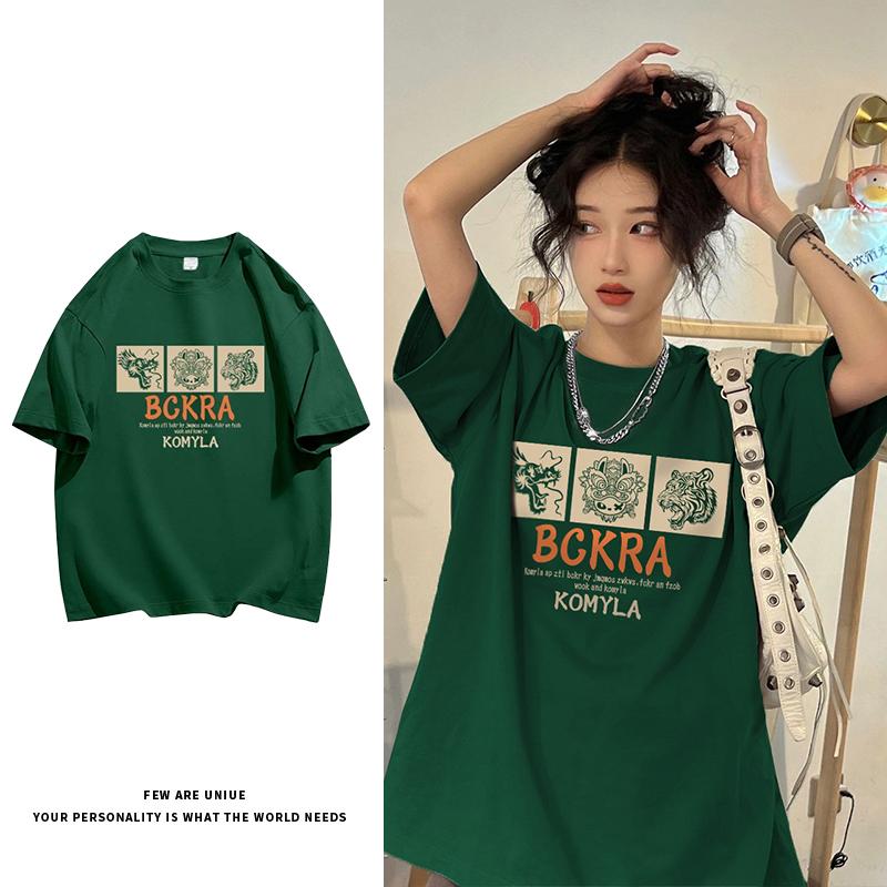 

Pure Cotton Retro Short Sleeved Design T-shirt For Women s Spring And Summer Tops