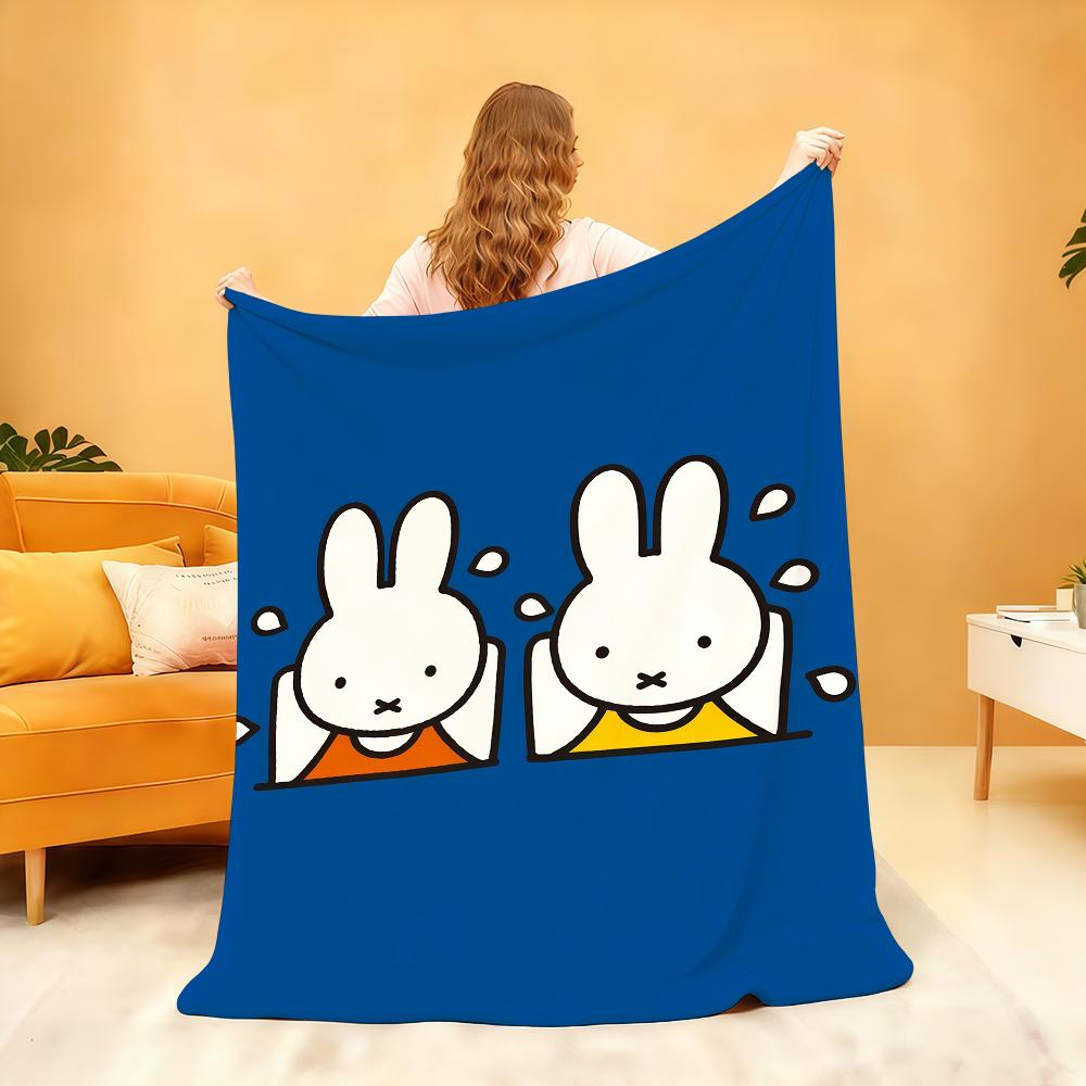 Kawaii M-Miffy Blanket Soft Throw Blanket for Home Bedroom Bed Sofa Picnic Travel Office Rest Cover Blanket Gift