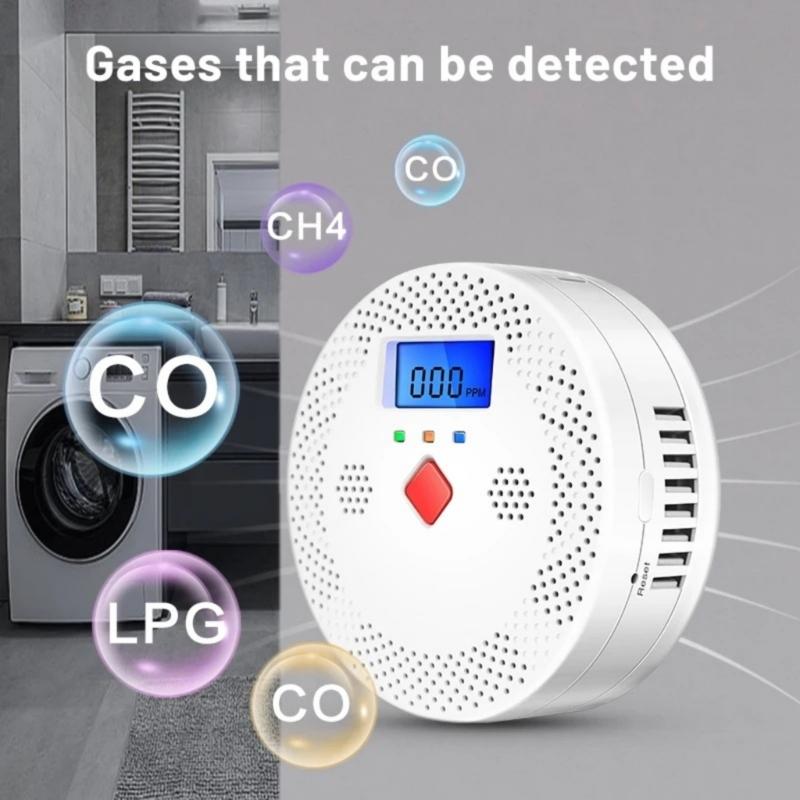 Carbon Monoxide Detector 2 In 1 Alarm With LCD Display Battery Operated Suitable For Kitchen Home Wireless Installation