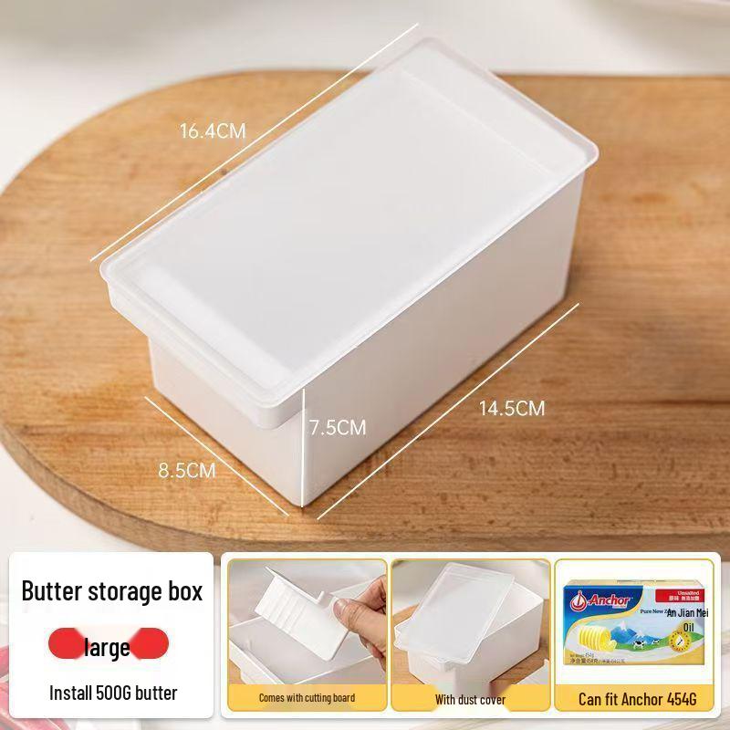Japanese-Style Cheese Storage Box with Butter Cutter and Lid for Refrigerator