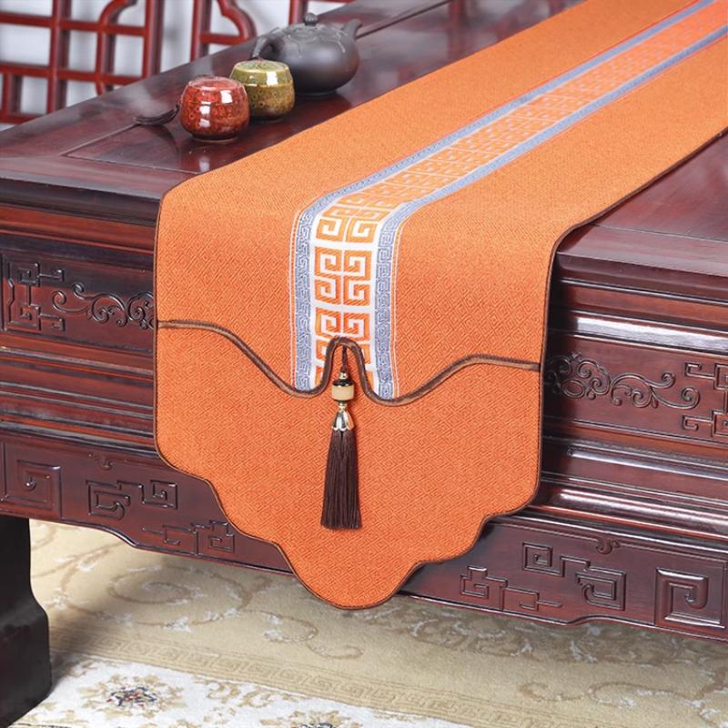 New Chinese Style Table Flag Modern Minimalist Zen Style Waterproof Tea Mat Long Tea Table Fabric Art Tablecloth