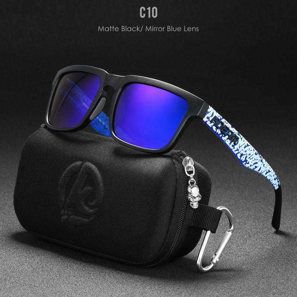 New KDEAM Brand High Quality Men Square Sunglasses Colors Sports Polarized Sun Glasses Reflective Coating Mirrored Lens
