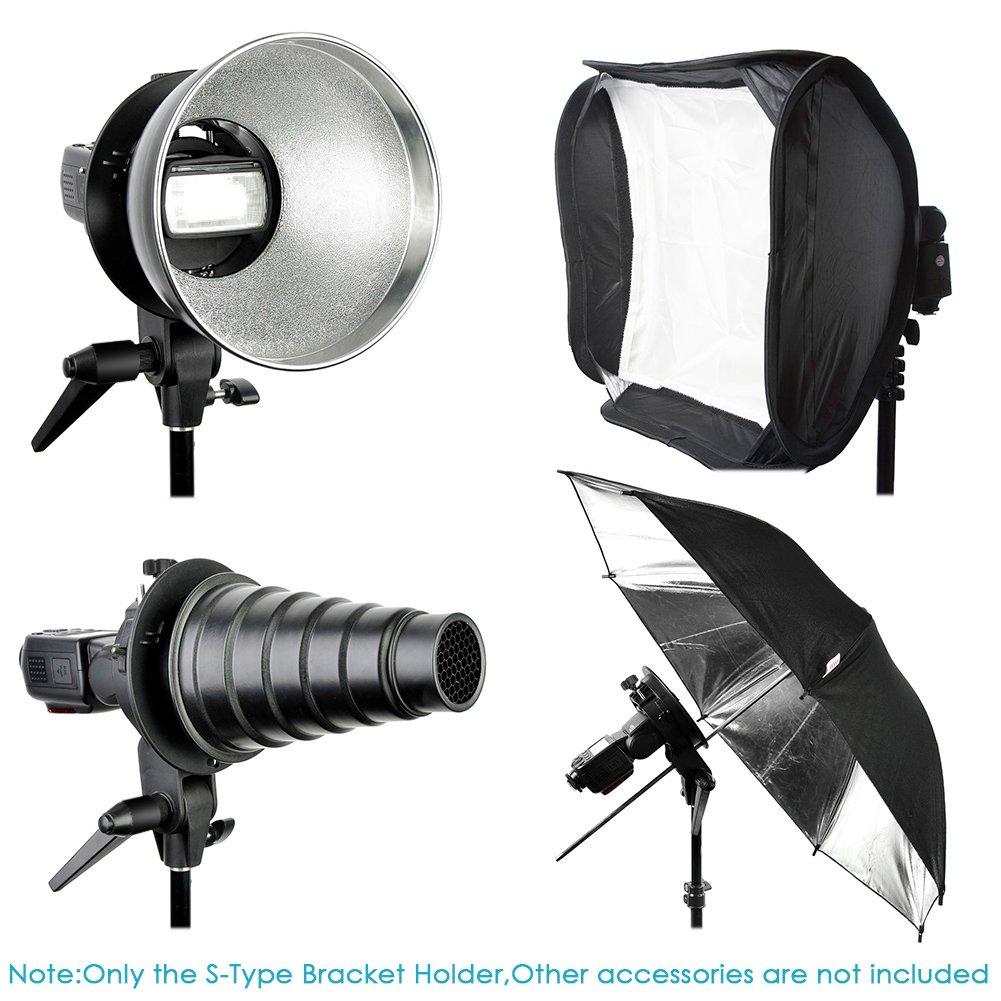 Neewer S Type Bracket Holder with Bowens Mount Large Handle Umbrella Mount for Square Flash Speedlight Compatible Godox AD200Pro NEEWER Z760 NW760
