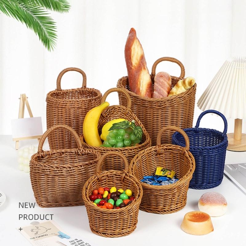 Vintage Wall Mounted Storage Basket Decorative Hanging Organizers For Homes With Sturdy PP Plastic Construction