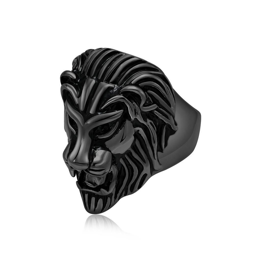 European and American Retro Style Titanium Steel Lion Head Ring Stainless Steel Male Lion Ring
