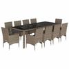 VidaXL Garden Dining Set and Cushions 11 Pcs Grey Rattan Glass, Outdoor Dining Set 3278592