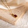 European & American Titanium Steel Necklace, Non-fading, Versatile, Fashionable Multi-color Square Pendant.