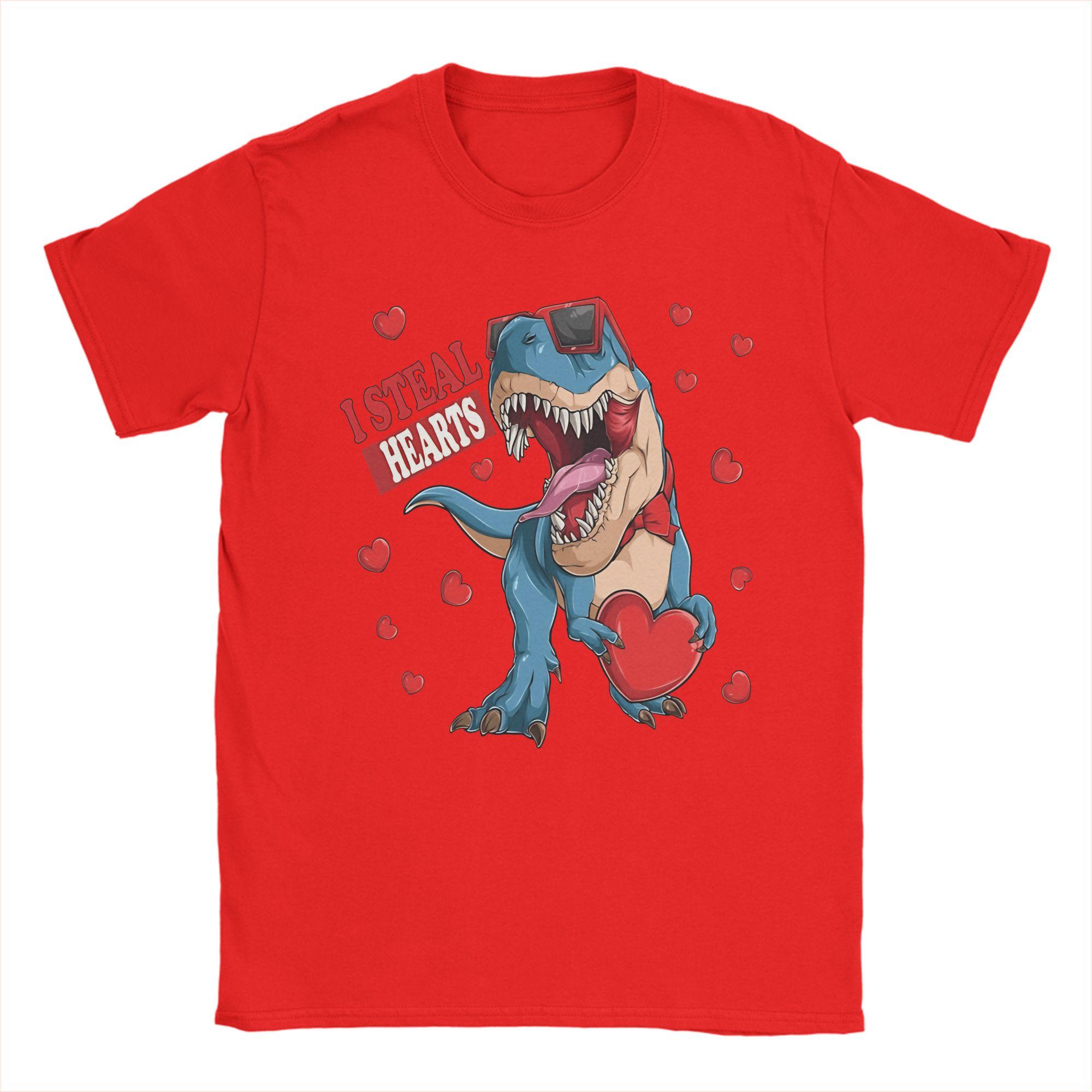 I Steal Hearts Trex Dino TShirt Unisex Streetwear Pure Cotton TShirts Summer Breathable Hip Hop Tee Shirt Hot Sale Plus Size Tops S
