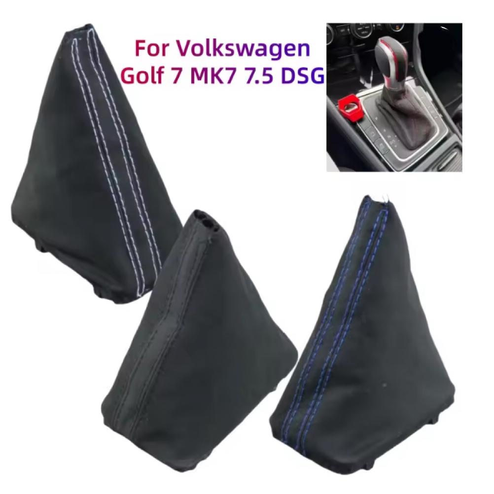 Leather Automatic Transmission Handle Gear Shift Knob Gaiter Boot Cover Case Lever Shifter For Volkswagen Golf 7 MK7 7.5 DSG