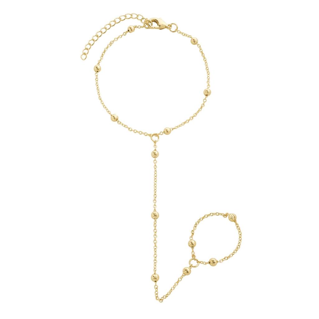 Bracciale a Catena per Dita in Acciaio Inossidabile Placcato Oro 18K - Gioielli da Spiaggia Estivi, Inossidabile