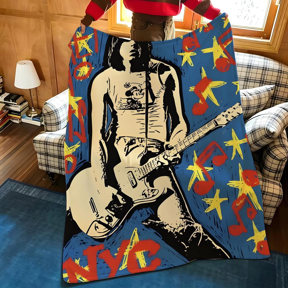 Music T-The R-Ramones Throw Flannel Cozy Print Blanket, Portable, Durable Machine Washable Cute Cool
