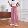 Patchwork Design Wide-Leg Jeans for Women 2026 New Slim-Fit Slimming Color-Block Long Pants