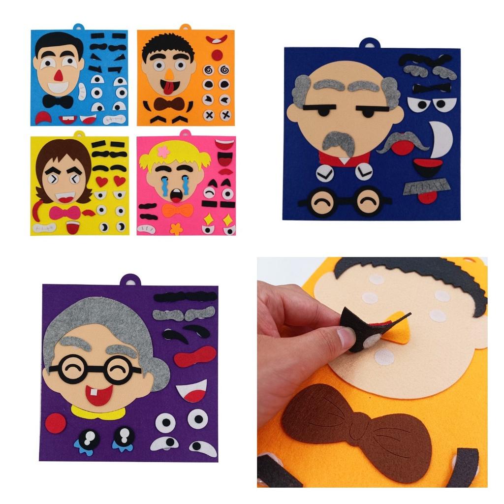 Emotion-changing Felt Puzzle Kit For Kids Diy Non-woven Material With Facial Features