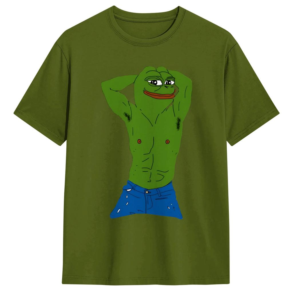 Pepe The Frog Cotton Tshirt For Male Summer Y2k Funny Tshirts Comfortable Hipster Tee Shirt Big Size Loose Tops