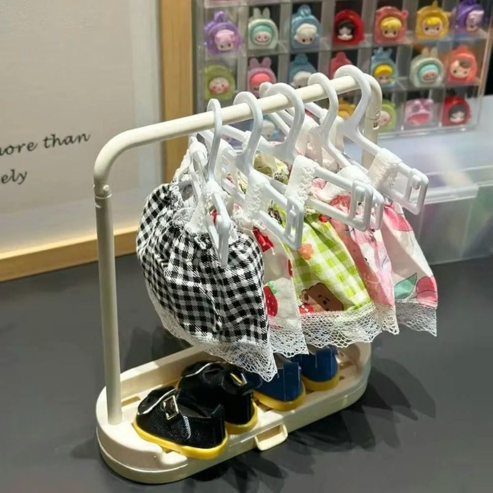 Mini Mini Clothes Hanger 20cm Shoe Display Rack New Doll Clothes Storage Rack for Labubu/BJD Doll