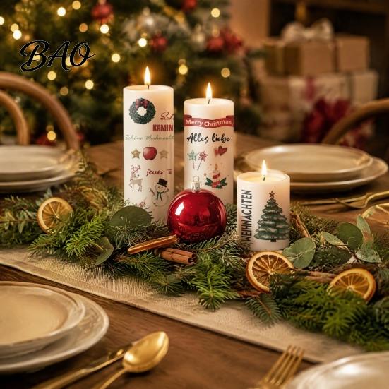 Easy Apply Candle Stickers Christmas Transfer Stickers, DIY Holiday Craft Supplies, Waterproof Atmospheric Home Decor Decorative Decals for Making And