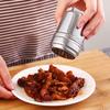 2PCS Stainless Steel Seasoning Shaker with Rotating Lid Buckle, Flour Spice Shaker, Dredge Shaker Metal Salt and Pepper Shakers
