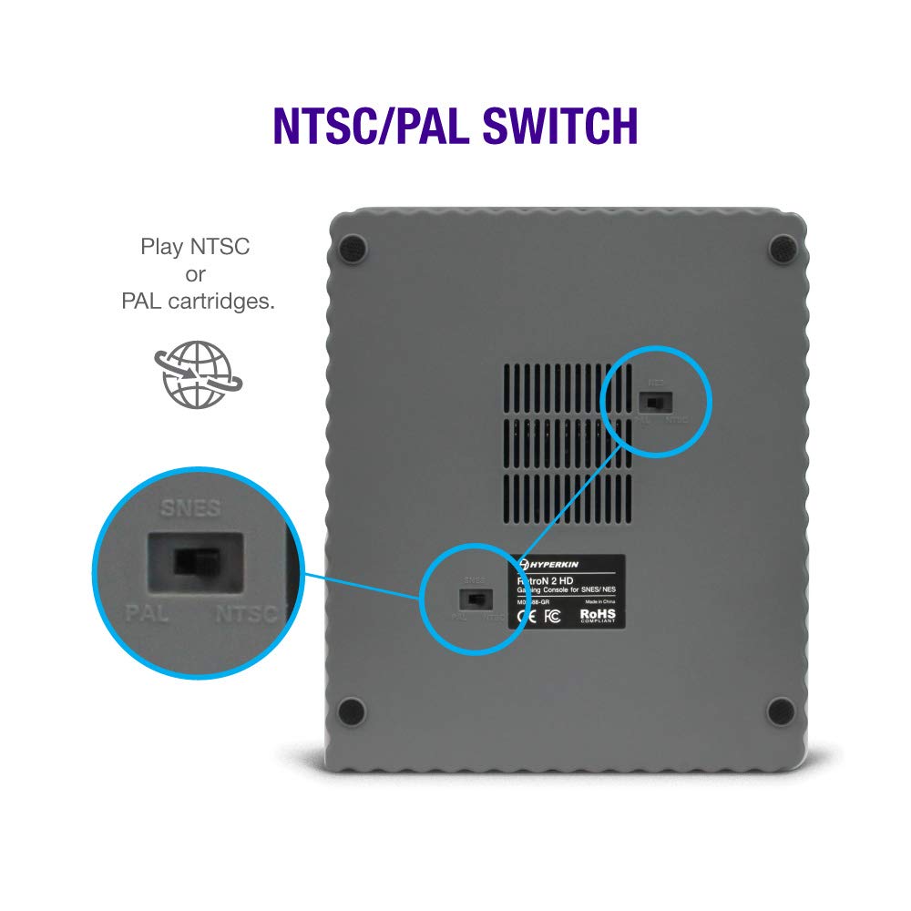 Hyperkin RetroN 2 HD Gaming Console, Gray (Plays NES, SNES and Super Famicom Cartridges, 720p HDMI)