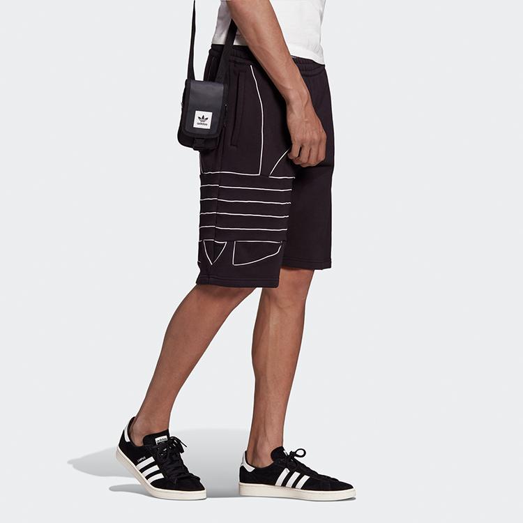 Adidas Originals Trefoil Big Logo Print Sports Shorts Men Bottoms Black GE0821