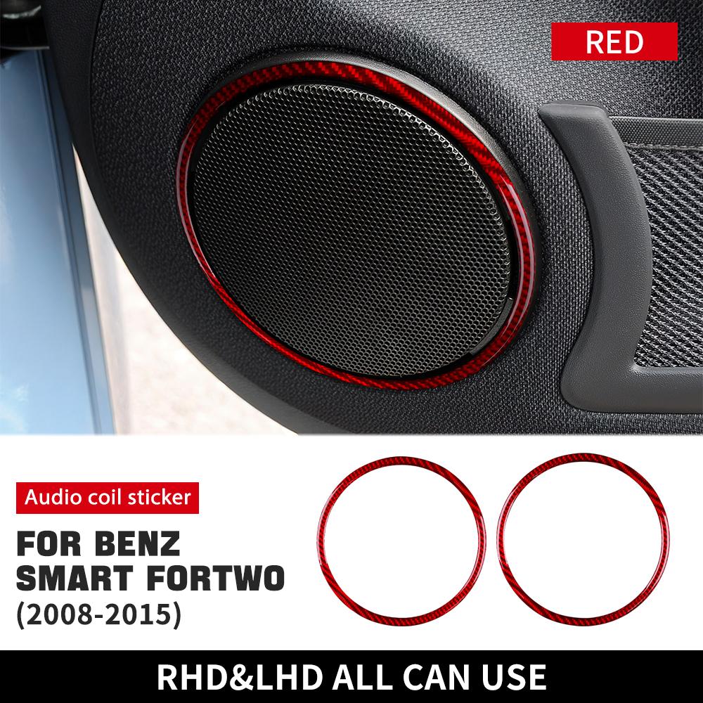 Real Soft Carbon Fiber for Mercedes Benz Smart 451 Fortwo 2008-2012 2013 2014 2015 Car Audio Speaker Trim Sticker Accessories