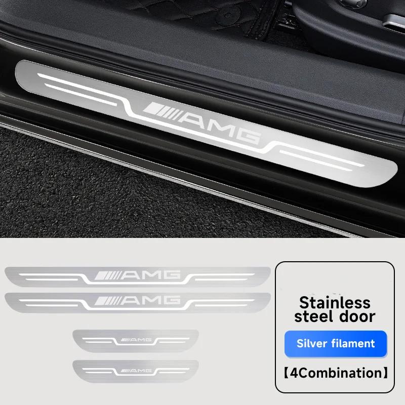 

Накладка на порог автомобиля из нержавеющей стали для Mercedes Benz AMG CLA GLC GLK GLA A B C E Класса W203 W206 W220 W205 W211 W212 W201 AMG-4