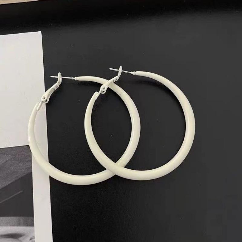 Trendy Big Round Hoop Earrings for Women Statement Zircon Trendy European Pink Rose Geometry Circle Dangle Earrings Gift