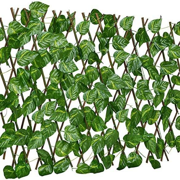 Ivy Vine Wooden Fence Panel - Artificial Plant Courtyard Screening Decoration