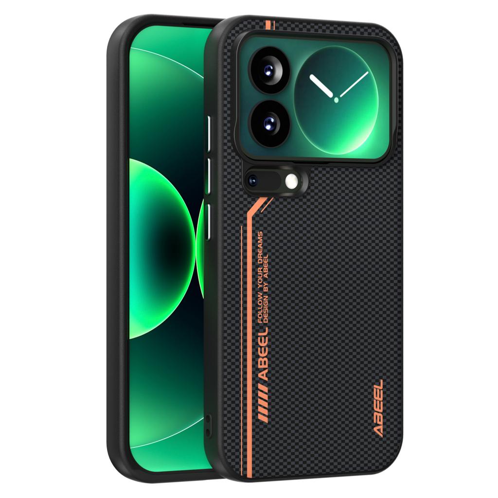 ABEEL For Xiaomi 17 Pro Magnetic Case Micro-Embossing 6D Printed PC TPU Aluminum Alloy Leather Phone Cover